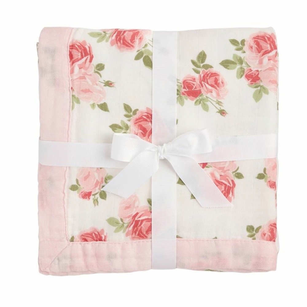 Mud Pie Rose Receiving Blanket